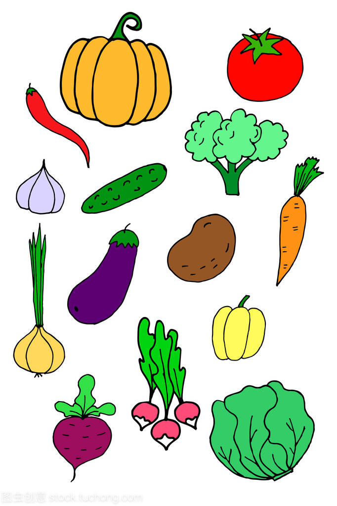 蔬菜素食涂鸦,素描矢量背景